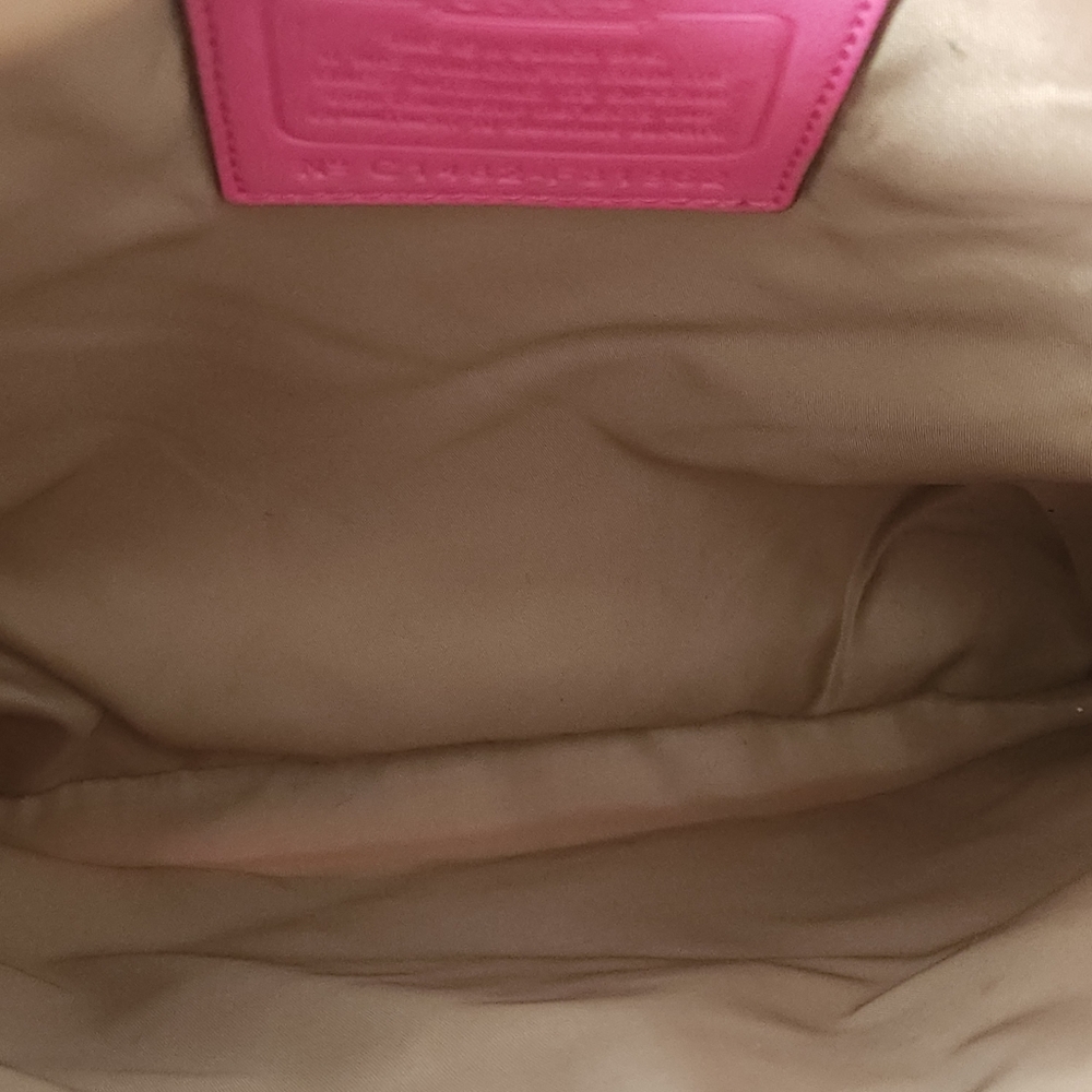 Coach F31962‎ Stripe Nylon Crossbody Purse Pink Leather Trim Lightweight Travel - Picture 7 of 10